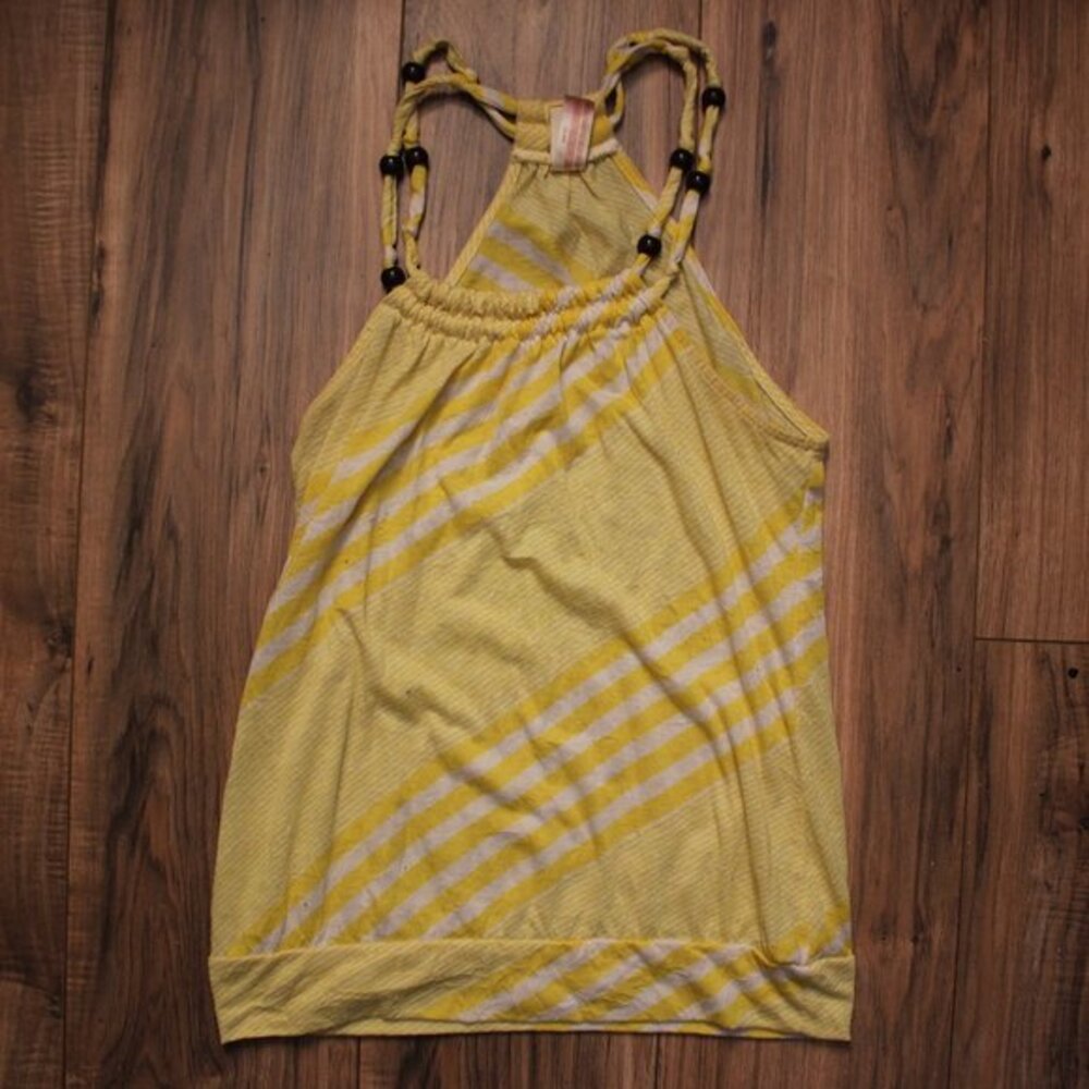 No Boundaries Yellow White Strip Swim Cover Up M